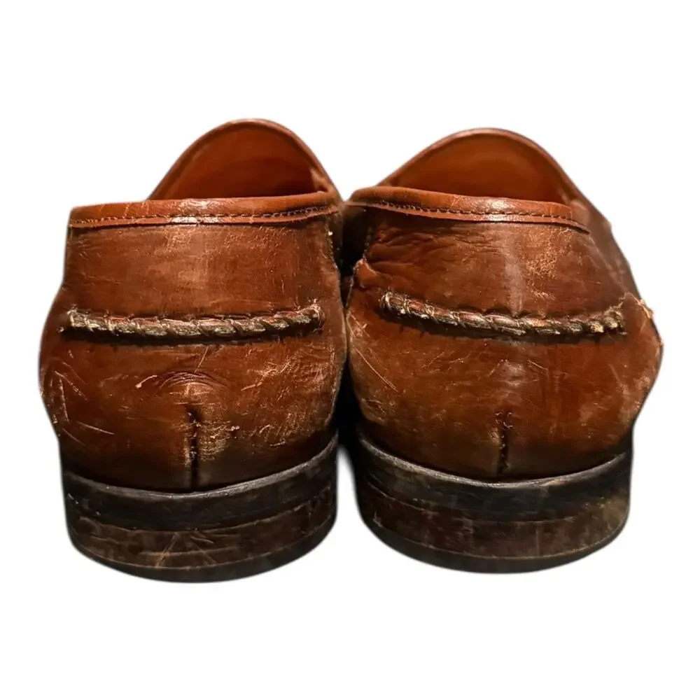 Brass Boot Men’s Brown Leather Weave Slip On Tassel Loafer Size 10.5 - Picture 6 of 9